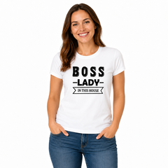 Family Boss Matching Round Neck T-Shirt for Mom – Boss Lady - (170 GSM) single jersey