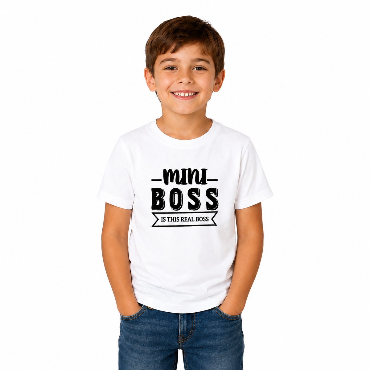 Family Boss Matching Round Neck T-Shirt for Son – Mini Boss - (170 GSM) single jersey