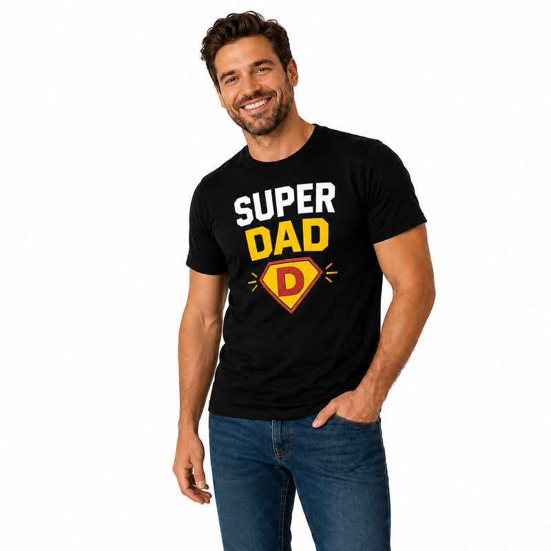 Superhero Family Round Neck T-Shirt for Dad -Super Dad- (170 GSM) single jersey