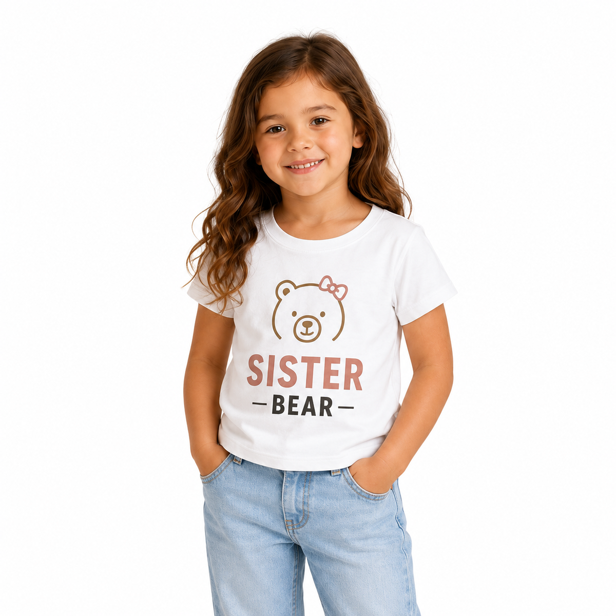Bear Family Matching Round Neck T-Shirt for Daughter – Sister Bear- (170 GSM) single jersey