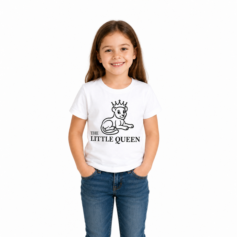 Lion Family Matching Round Neck T-Shirt for Daughter –The Little Queen- (170 GSM) single jersey