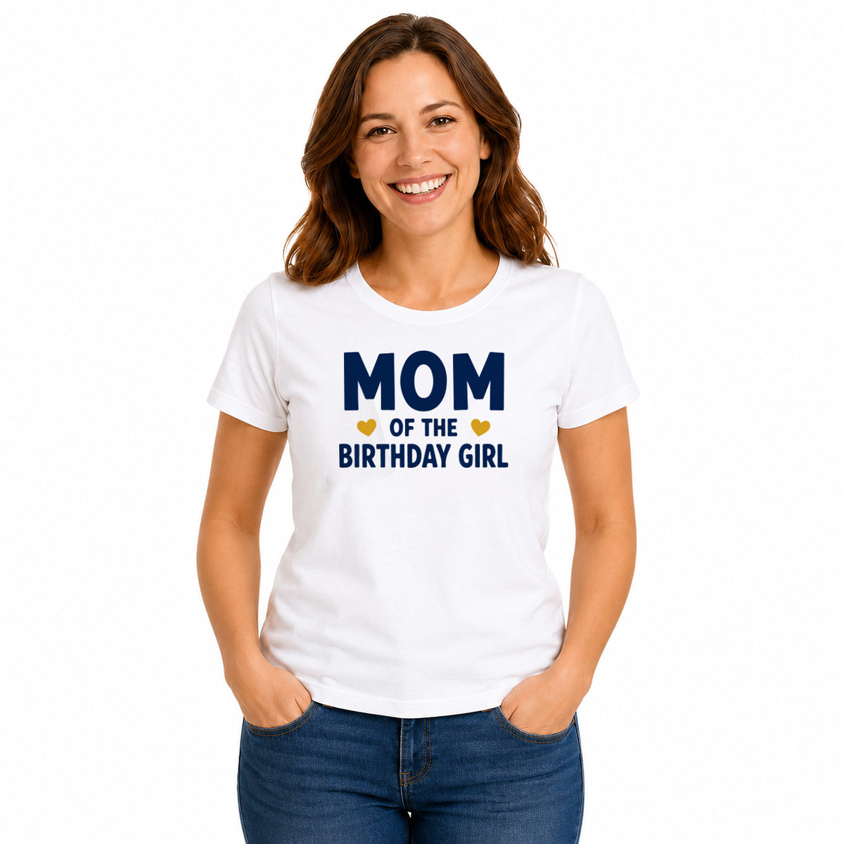 Birthday Girl Family Matching Round Neck T-Shirts  For Mom - (170 GSM) single jersey