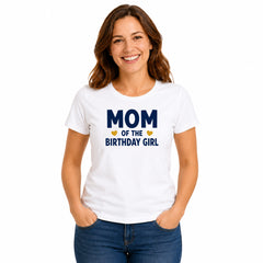 Birthday Girl Family Matching Round Neck T-Shirts  For Mom - (170 GSM) single jersey