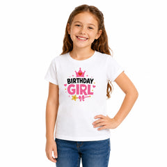 Birthday Girl Family Matching Round Neck T-Shirts  For Daughter - (170 GSM) single jersey
