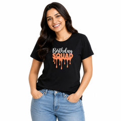 Matching Birthday Squad Family Round Neck T-Shirts  For Mom - (170 GSM) single jersey