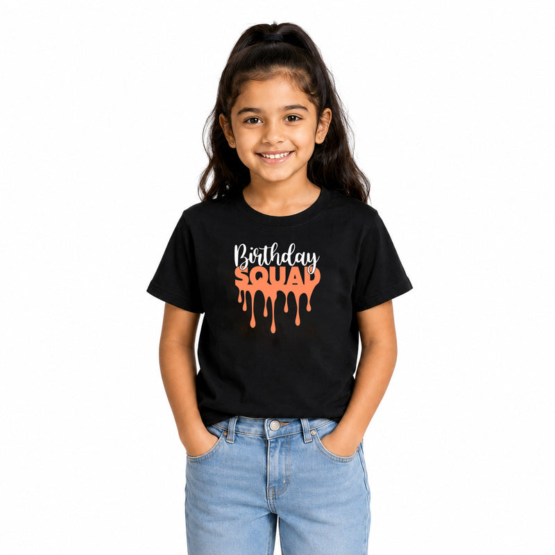 Matching Birthday Squad Family Round Neck T-Shirts For Daughter - (170 GSM) single jersey