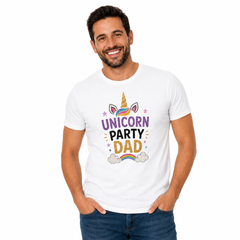 Matching Family Unicorn Birthday Round Neck T-Shirts For Dad - (170 GSM) single jersey