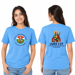 SACC St. Joseph Prayer Group Women crew neck – Luke 1:37 T-Shirt (170 GSM)