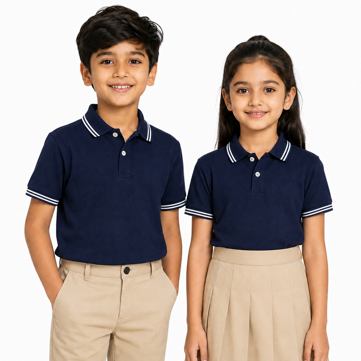Kid's unisex Polo Plain School Uniform T-Shirt - 200GSM Mars Pique fabric (100% Micro Polyester)