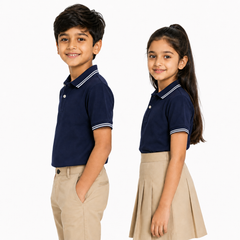 Kid's unisex Polo Plain School Uniform T-Shirt - 200GSM Mars Pique fabric (100% Micro Polyester)