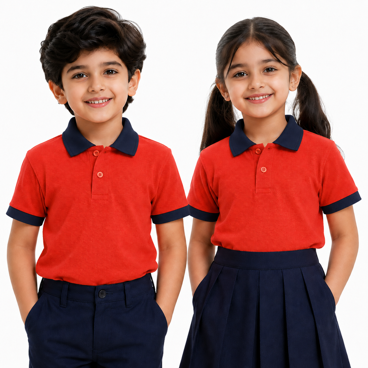 Kid's Unisex Polo Plain School Uniform T-Shirt - 230GSM Nirmal Knit pique(100 % Micro polyester)