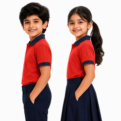 Kid's Unisex Polo Plain School Uniform T-Shirt - 230GSM Nirmal Knit pique(100 % Micro polyester)