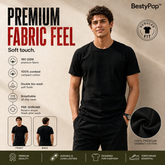 Men’s Plain Round Neck T-Shirt - 190 GSM Single Jersey