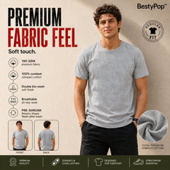 Men’s Plain Round Neck T-Shirt - 190 GSM Single Jersey