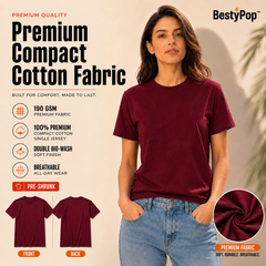 Women’s Plain Round Neck T-Shirt -190 GSM Single Jersey