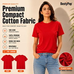 Women’s Plain Round Neck T-Shirt - 190 GSM Single Jersey