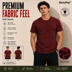 Men’s Plain Round Neck T-Shirt - 190 GSM Single Jersey