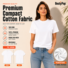 Women’s Plain Round Neck T-Shirt - 190 GSM Single Jersey