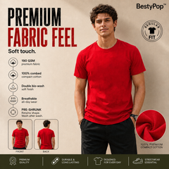 Men’s Plain Round Neck T-Shirt - 190 GSM Single Jersey