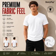 Men’s Plain Round Neck T-Shirt - 190 GSM Single Jersey