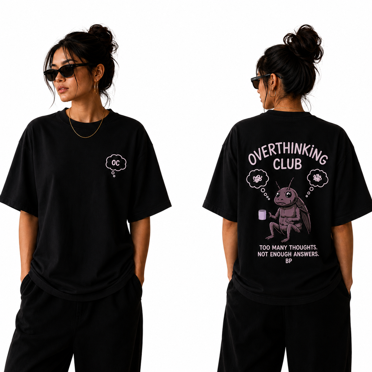 BestyPop Women’s Oversized T-Shirt - Overthinking Club