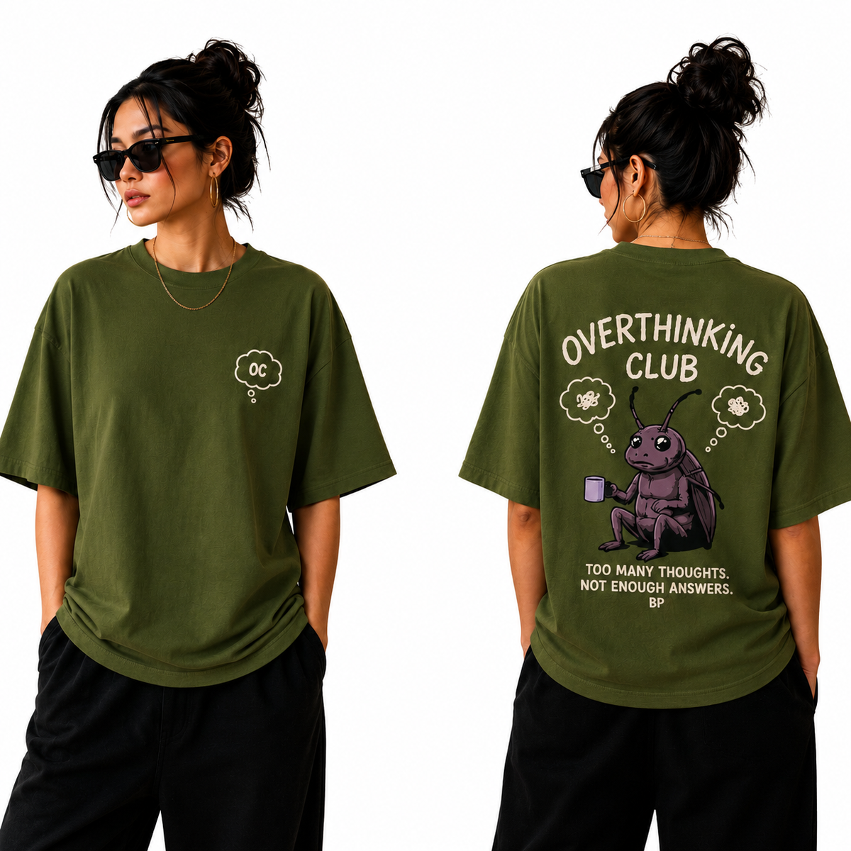 BestyPop Women’s Oversized T-Shirt - Overthinking Club