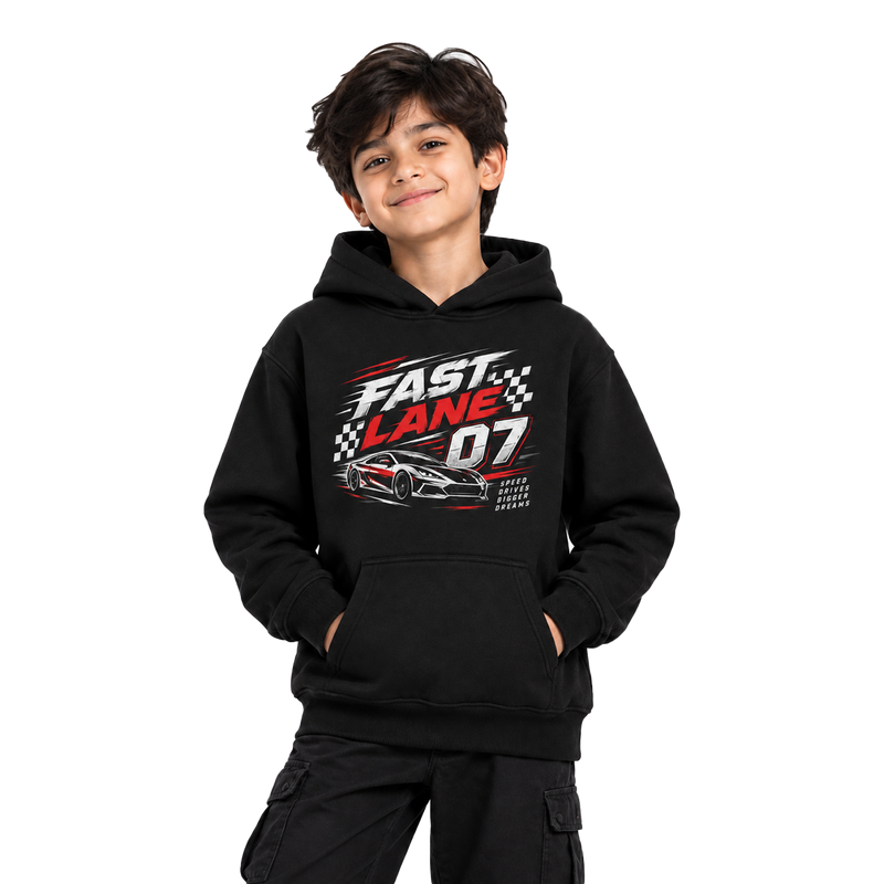 BestyPop Boy’s Plain Hoodie - Fast Lane (320 GSM)