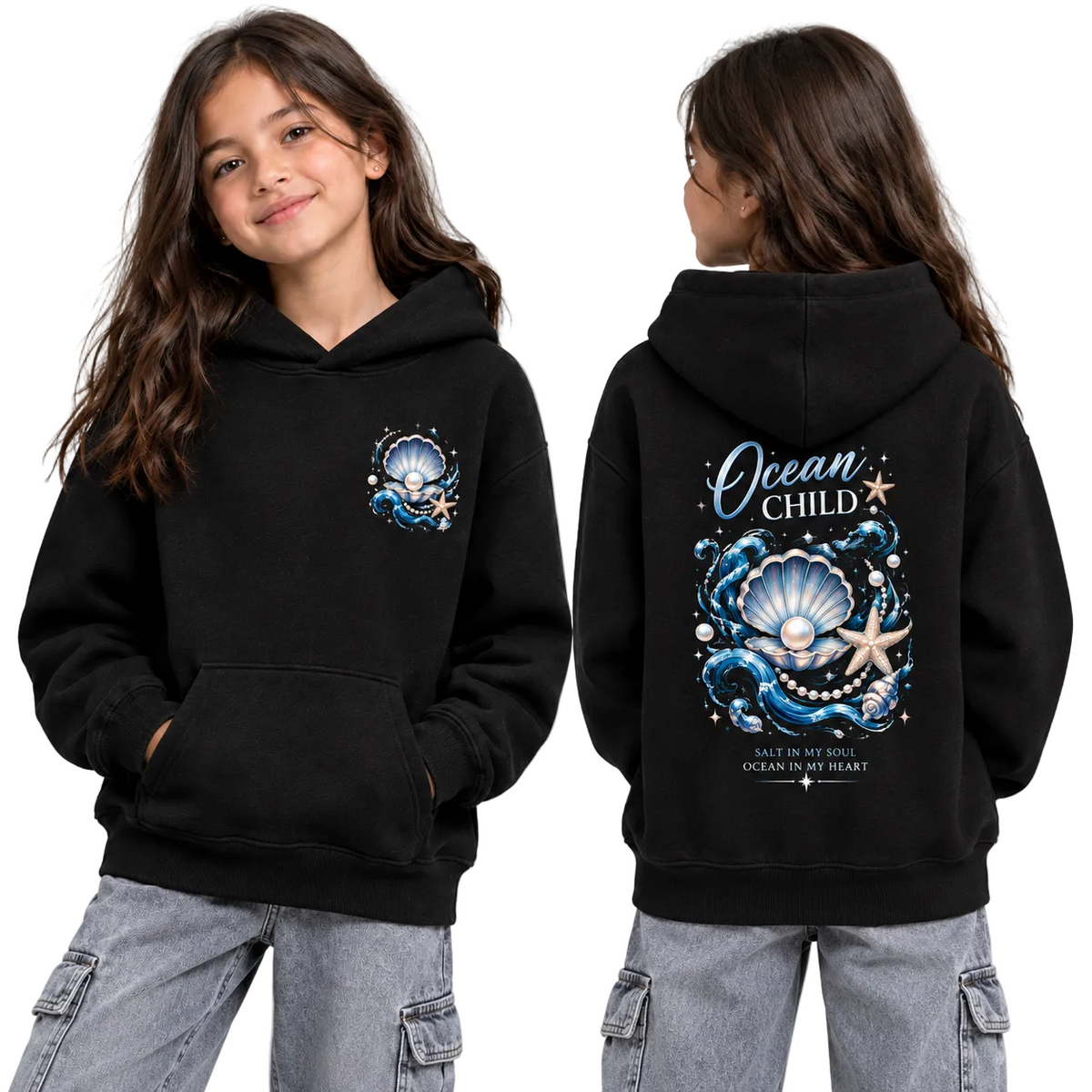 BestyPop Girl’s  Hoodie - Ocean Child (320 GSM)