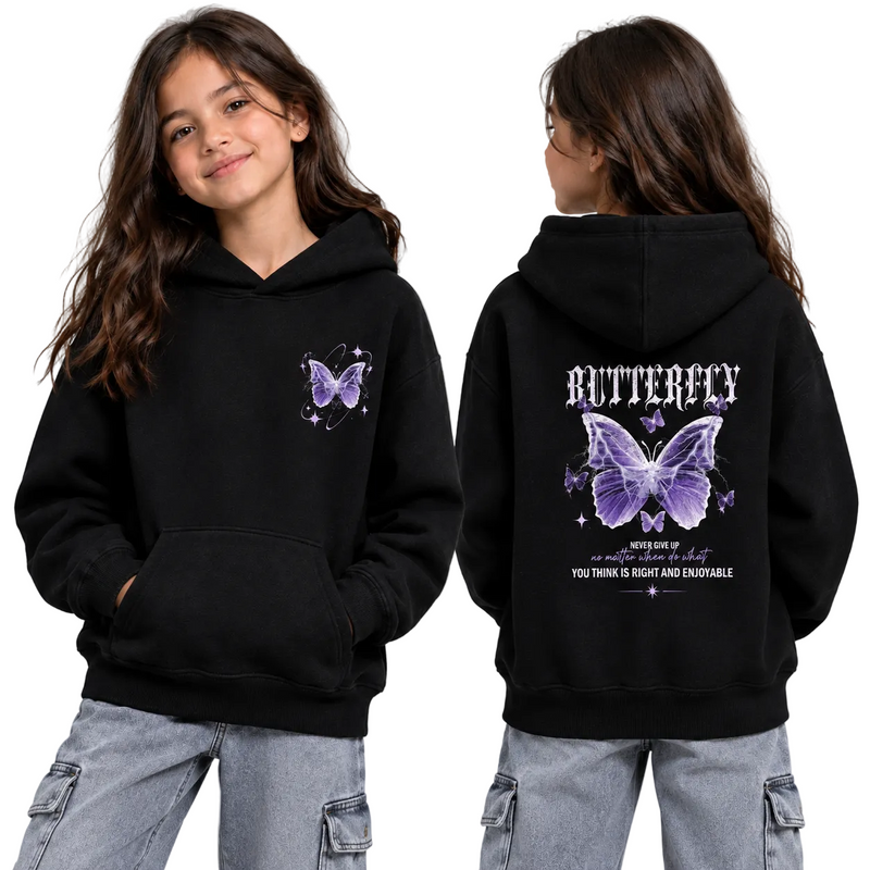 BestyPop Girl’s  Hoodie - Butterfly (320 GSM)