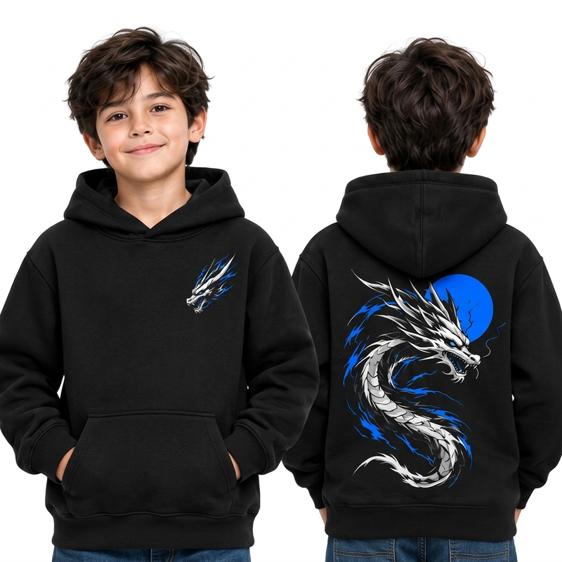 BestyPop Boy’s Plain Hoodie - Dragon (320 GSM)