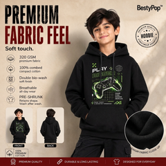 BestyPop Boy’s Plain Hoodie - Play Bigger (320 GSM)