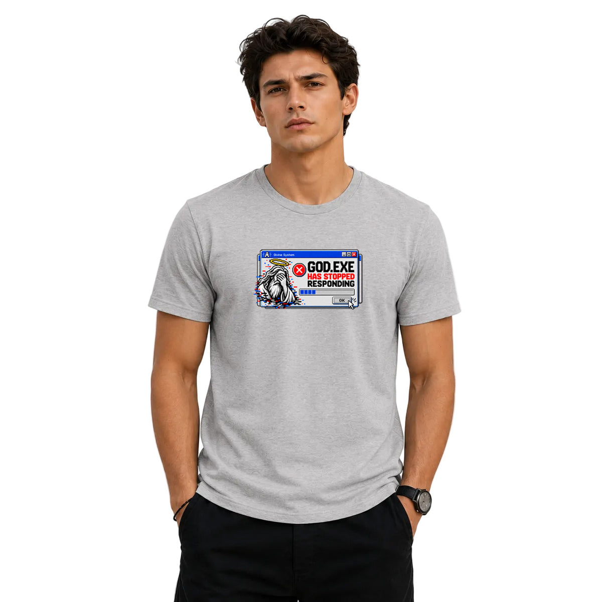 Freethinker | Arif Men's God Has Stopped Responding Crew Neck T-Shirt - (170 GSM single jersey)