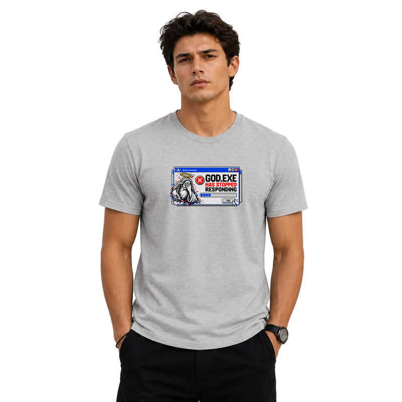 Freethinker | Arif Men's God Has Stopped Responding Crew Neck T-Shirt - (170 GSM single jersey)