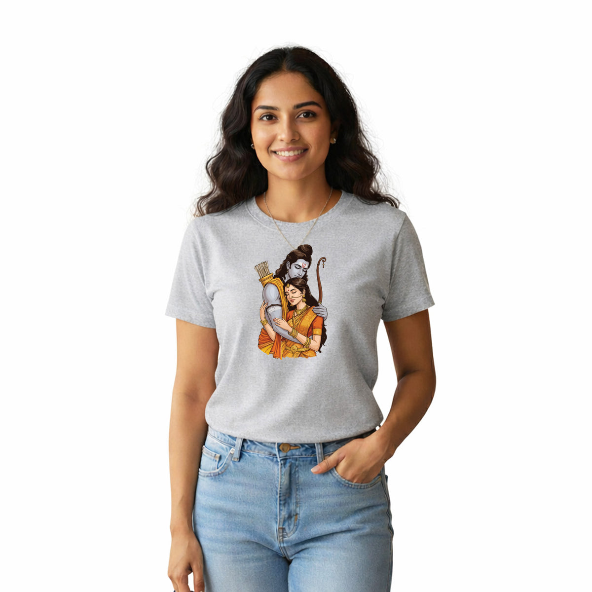 BestyPop Women’s Graphic Print Round Neck T-Shirt- Jai Shree Ram (170 GSM single jersey)