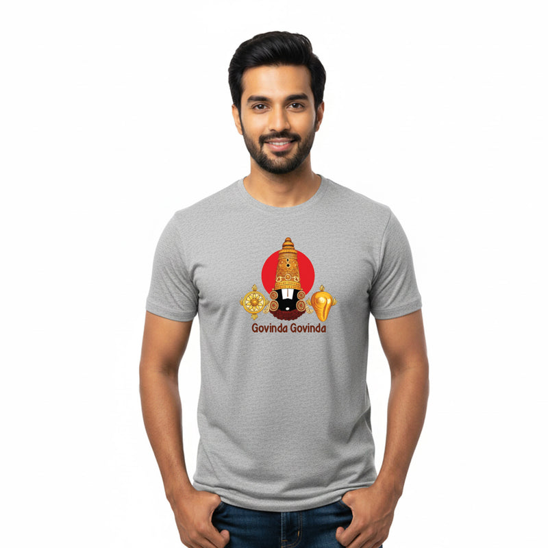 BestyPop Men’s Graphic Print Round Neck T-Shirt-Tirupathi Balaji (170 GSM single jersey)