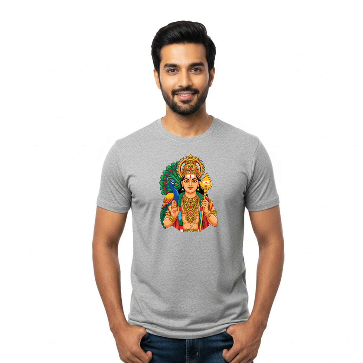 BestyPop Men’s Graphic Print Round Neck T-Shirt- Murugan (170 GSM single jersey)