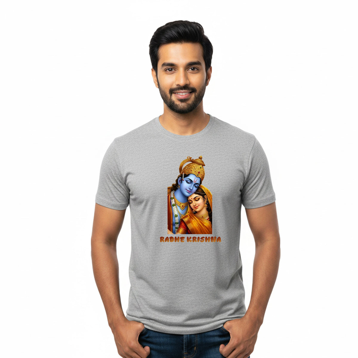 BestyPop Men’s Graphic Print Round Neck T-Shirt- Krishna (170 GSM single jersey)