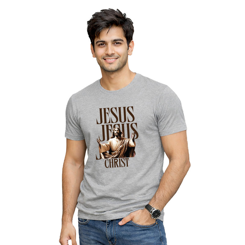 BestyPop Men’s Graphic Print Round Neck T-Shirt-Jesus(170 GSM single jersey)