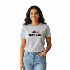 BestyPop Women’s Graphic Print Round Neck T-Shirt- Jai Shree Ram (170 GSM single jersey)