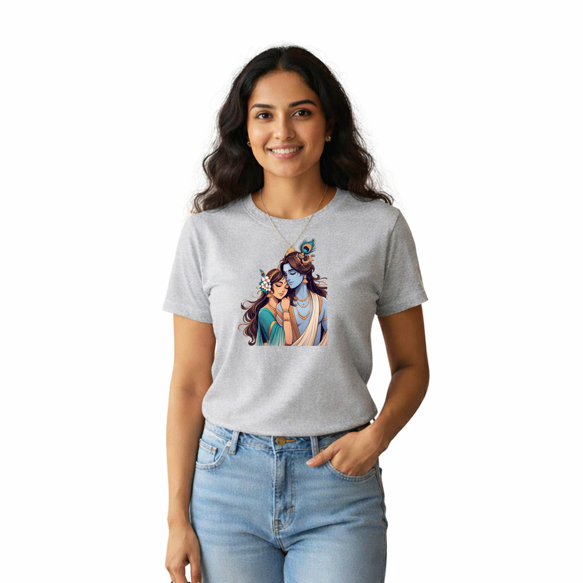 BestyPop Women’s Graphic Print Round Neck T-Shirt- Krishna (170 GSM single jersey