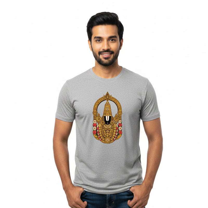 BestyPop Men’s Graphic Print Round Neck T-Shirt-Tirupathi Balaji (170 GSM single jersey)