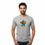 BestyPop Men’s Round Neck Half Sleeve Cotton T-Shirt | 170 GSM Soft & Breathable Fabric | Pre-Shrunk Double Bio Wash | Casual Everyday Wear for Mens | Rubiks Cube