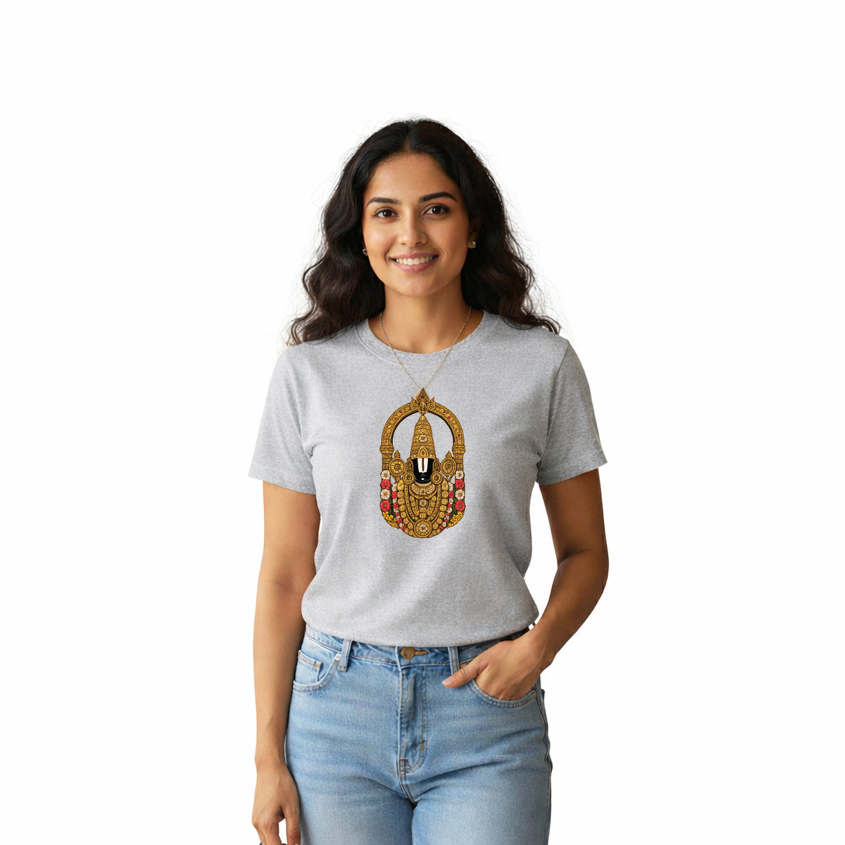BestyPop Women’s Graphic Print Round Neck T-Shirt-Thirupathi Balaji (170 GSM single jersey)