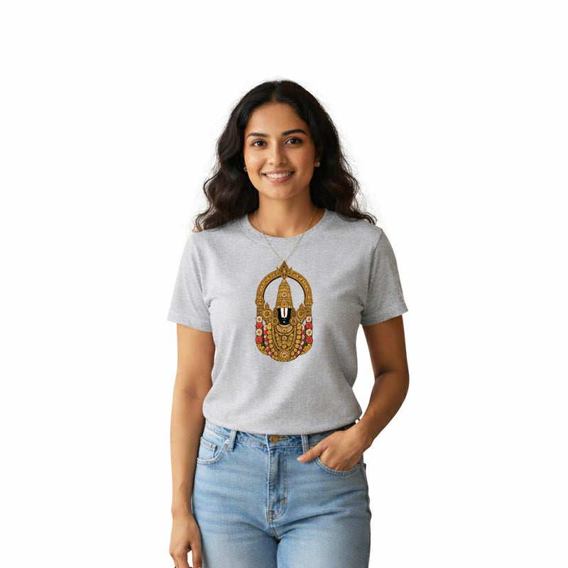 BestyPop Women’s Graphic Print Round Neck T-Shirt-Thirupathi Balaji (170 GSM single jersey)