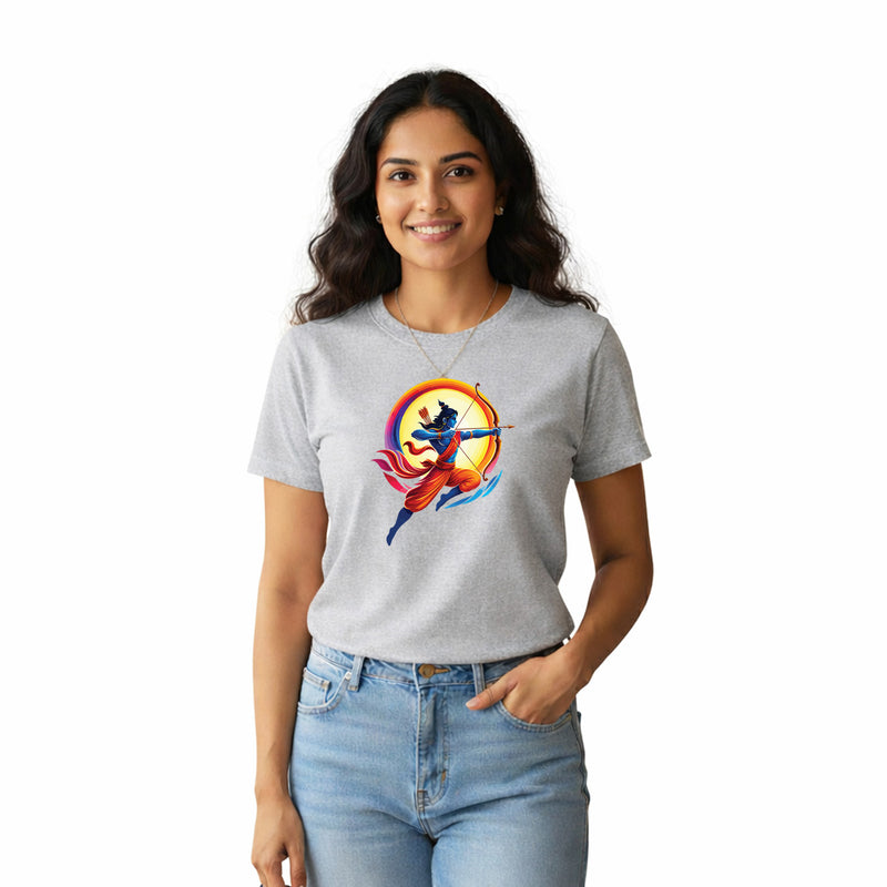 BestyPop Women’s Graphic Print Round Neck T-Shirt- Jai Shree Ram (170 GSM single jersey)