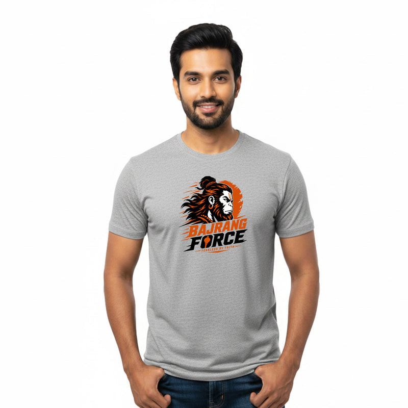 BestyPop Men’s Graphic Print Round Neck T-Shirt- Hanuman (170 GSM single jersey)