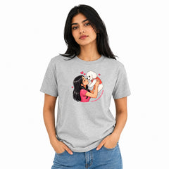 Dog Lover's Round Neck T-Shirts For Women - Paws Love - (170 GSM) single jersey