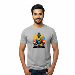 BestyPop Men’s Graphic Print Round Neck T-Shirt- Buddha (170 GSM single jersey)