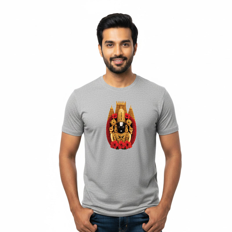 BestyPop Men’s Graphic Print Round Neck T-Shirt-Tirupathi Balaji (170 GSM single jersey)