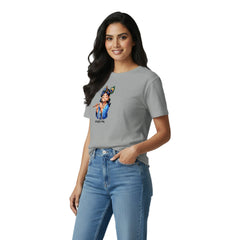 BestyPop Women’s Graphic Print Round Neck T-Shirt- Krishna (170 GSM single jersey)